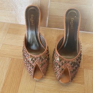 Cochni Womens Sandal Leather PeepToe Studded Sz 11